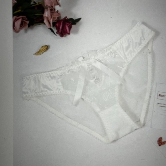 Brand New Sexy Bow Front Mesh White Panties Various - Picture 1 of 6